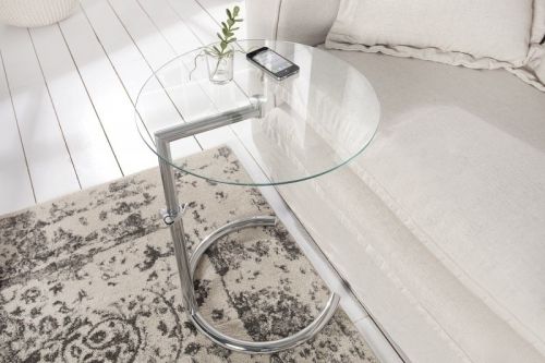 Regulowany stolik pomocniczy ze szklanym blatem effect