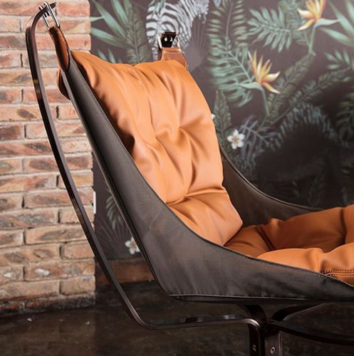 Designerski fotel typu hamak z podnóżkiem arni low pomarańczowy