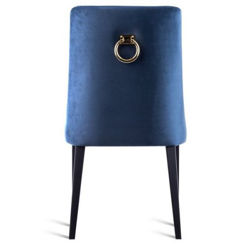 Krzesło tapicerowane kołatka glamour niebieskie