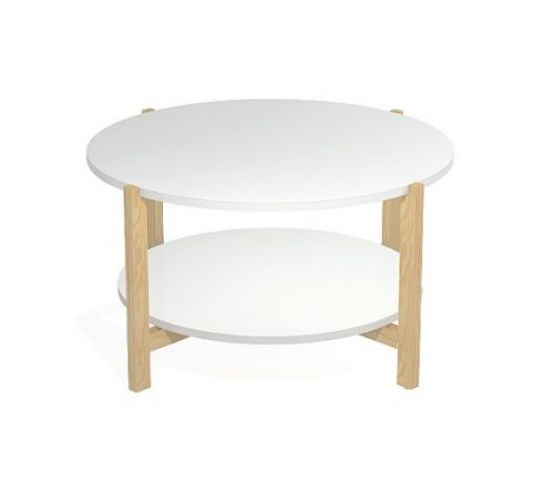 Okrągły stolik kawowy z półką w stylu skandynawskim nlevel2