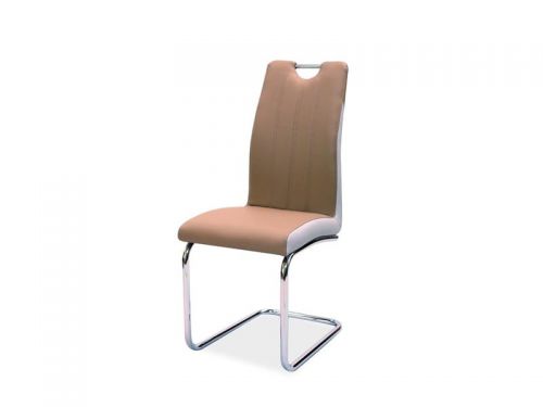 Krzesło z metalowymi nogami z ekoskóry - b-342 cappuccino