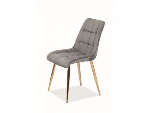Krzesło tapicerowane nowoczesne - metalowe nogi - chic złoty/szary