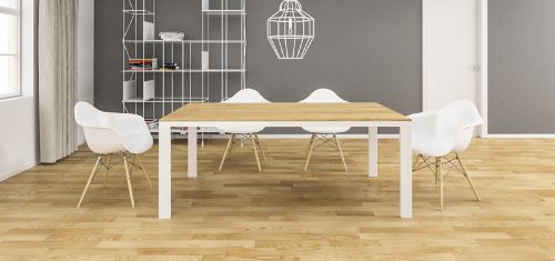 Stół klasyczny z metalowymi nogami i drewnianym blatem - porto