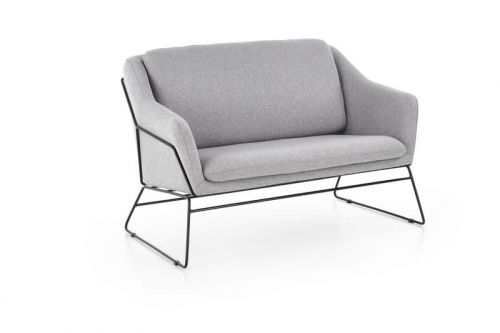 Sofa nowoczesna 3-osobowa szara - metalowe nogi - soft
