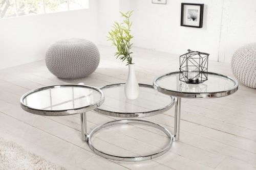 Rozsuwany stolik w stylu glamour art deco 3 chromowany