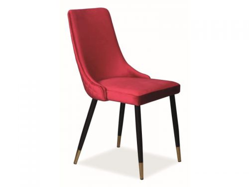 Krzesło tapicerowane nowoczesne - metalowe nogi - piano czarny/bordowy