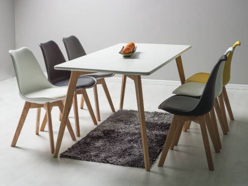 Stół w stylu skandynawskim z mdf i drewna - biały - 90 x 160 x 75 cm - adele 160