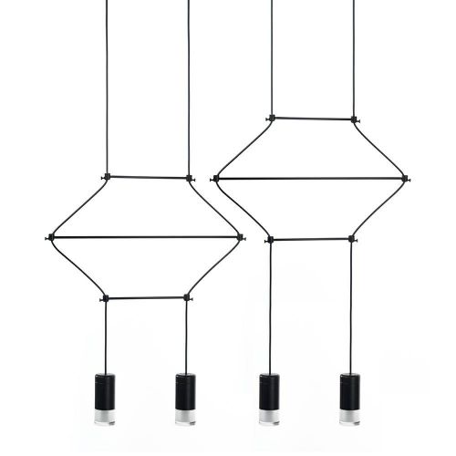 Geometryczna lampa wisząca z metalu i szkła flusso line 4