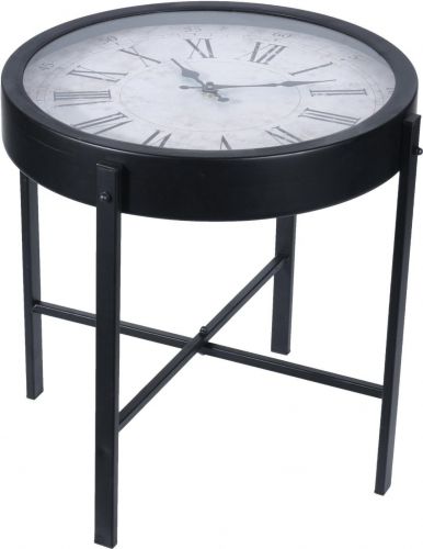 Metalowy stolik pomocniczy montre z zegarem