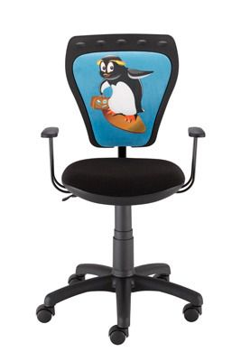 Obrotowe krzesło dziecięce z pingwinem na oparciu ministyle