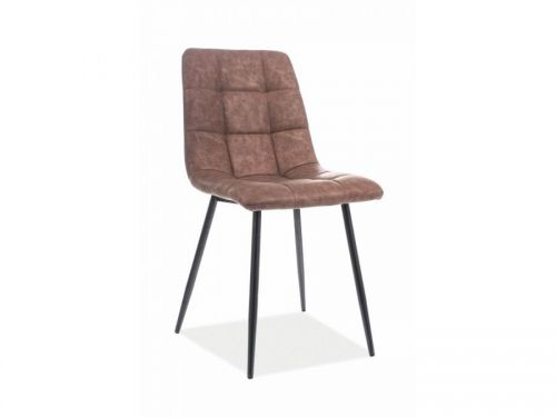 Krzesło tapicerowane nowoczesne - metalowe nogi - look czarny/brązowy