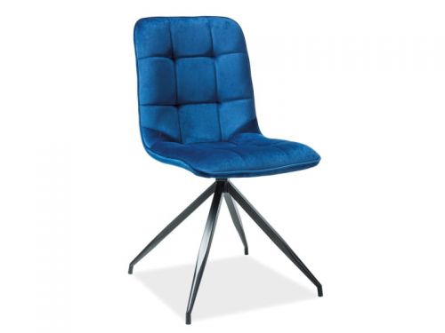 Krzesło nowoczesne tapicerowane aksamitną tkaniną - xemon niebieskie
