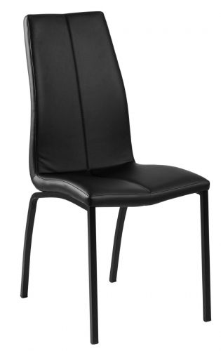 Czarne krzesło z ekoskóry na czarnych nogach otaru