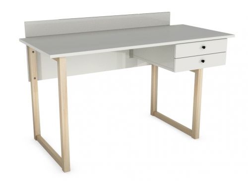 Skandynawskie biurko z przegrodą i szufladami des7 simple