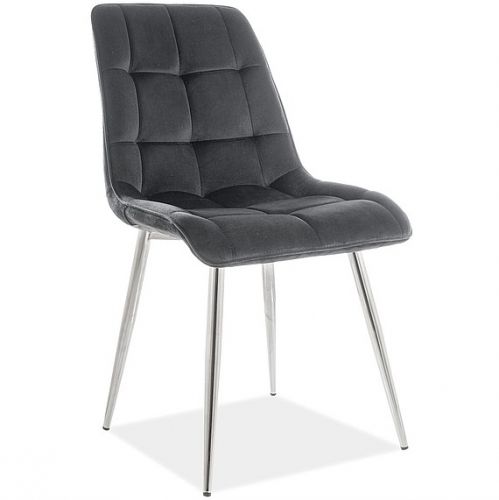 Aksamitne krzesło chic chrom velvet na metalowej podstawie
