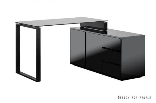 Nowoczesne biurko narożne czarne z szafkami - ronnie