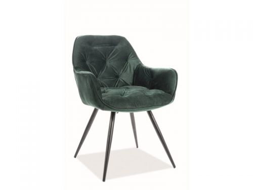 Krzesło tapicerowane nowoczesne - metalowe nogi - cherry czarny/zielony