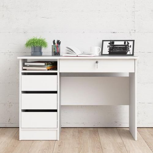 Białe biurko function, 4 szuflady, 110x49 cm, matowe