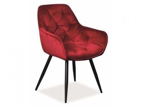 Krzesło tapicerowane nowoczesne - metalowe nogi - cherry czarny/bordowy