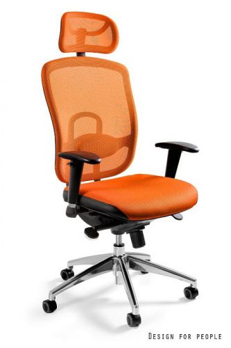 Fotel obrotowy ergonomiczny - regulacja wysokości - regulowane podłokietniki - vip pomarańczowy