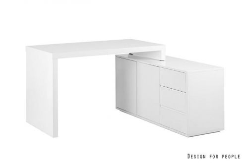 Biurko narożne nowoczesne białe z szafkami - novita