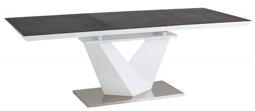 Rozkładany stół ze szklaną nakładką alaras ii efekt kamienia 120-180/80 cm