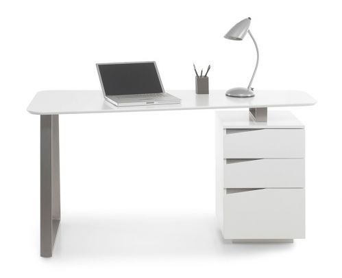 Białe biurko komputerowe z szufladami kelly