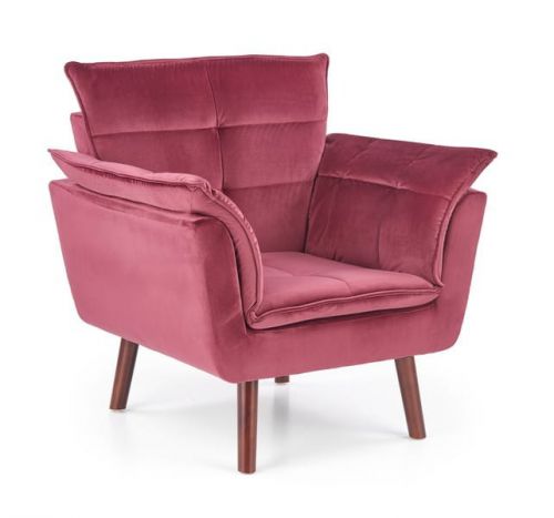 Fotel nowoczesny tapicerowany tkaniną - pikowany - drewniane nogi - rezzo
