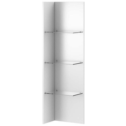 Helio 03 panel wiszący z półkami i oświetleniem- biały/białe szkło