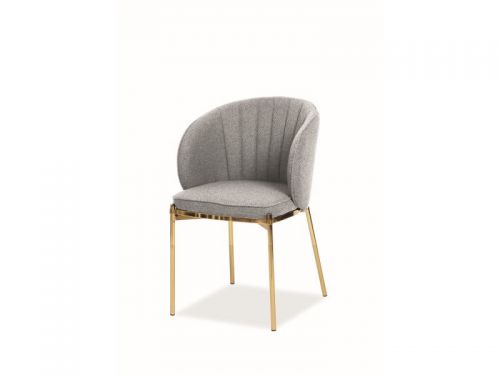 Krzesło tapicerowane nowoczesne - metalowe nogi - prado złoty/szary