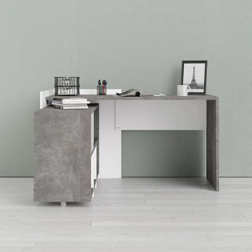 Function extra 4 biurko z regałem biały/beton