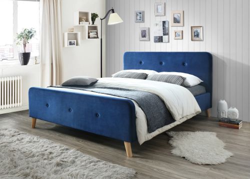 Dwuosobowe łóżko tapicerowane tkaniną aksamitną malmo velvet 160x200 cm