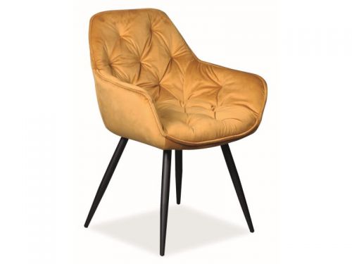Krzesło tapicerowane nowoczesne - metalowe nogi - cherry czarny/curry