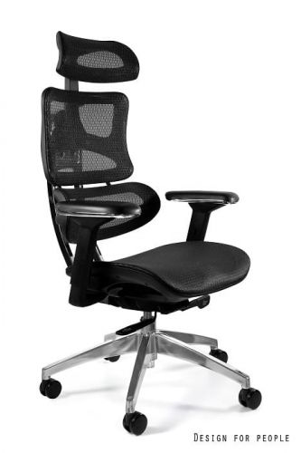 Fotel obrotowy ergonomiczny - regulacja wysokości - ergotech czarny/chrom