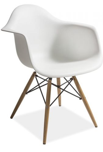 Krzesło w stylu skandynawskim z drewnianymi nogami - dima białe