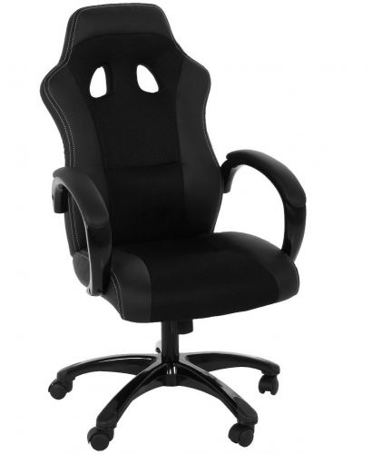Czarny fotel gamingowy z ekoskóry huron