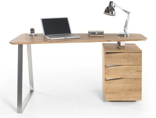 Drewniane biurko komputerowe z szufladami kelly