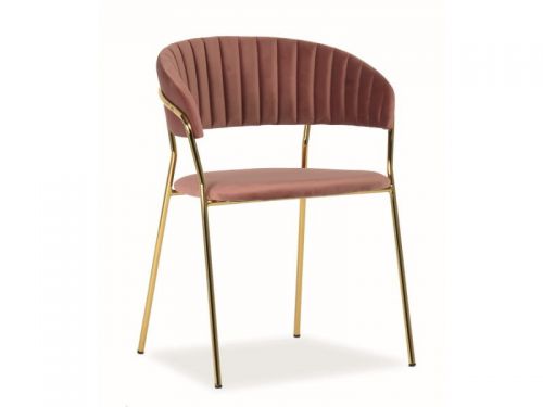 Krzesło tapicerowane nowoczesne - metalowe nogi - lira złoty/antyczny róż