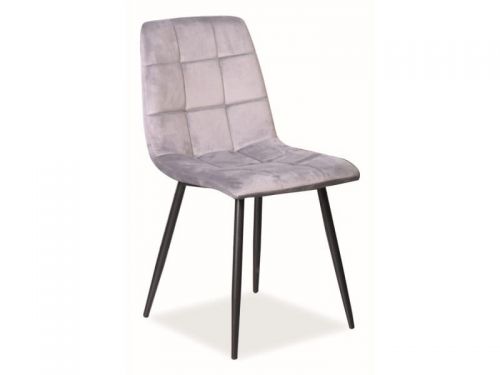 Krzesło tapicerowane nowoczesne - metalowe nogi - mila velvet szare