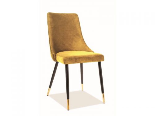 Krzesło tapicerowane nowoczesne - metalowe nogi - piano czarny/curry