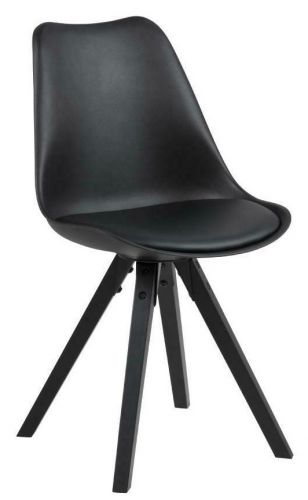 Czarne krzesło z poduszką z ekoskóry repo