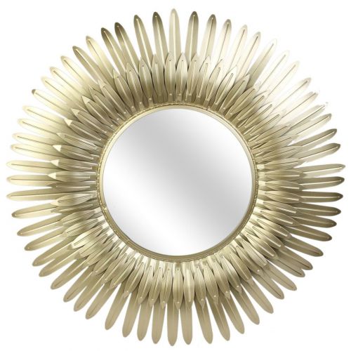 Złote lustro dekoracyjne feather z ramą w kształcie piór