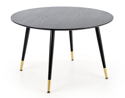 Czarny stół z okrągłym blatem w stylu glamour embos