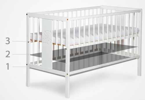 Łóżeczko niemowlęce z szufladą i barierką ochronną iwo 120x60 biały/sosna