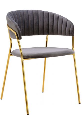 Aksamitne krzesło w stylu glamour na złotym stelażu margo