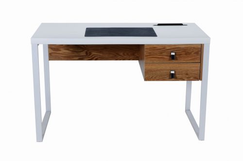 Designerskie biurko 120 x 60 z elementami imitującymi drewno - dwie szuflady - bella