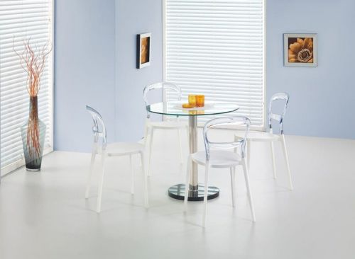 Stół nowoczesny z okrągłym blatem ze szkła - podstawa z marmuru - 80 cm - cyryl