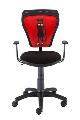 Obrotowe krzesło dziecięce z kotem na oparciu ministyle