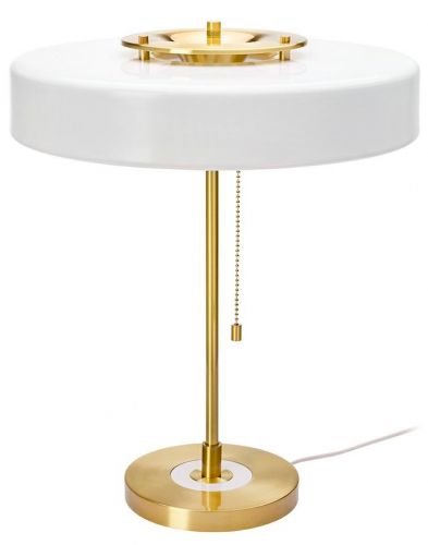 Złota lampka dekoracyjna z okrągłym kloszem arte