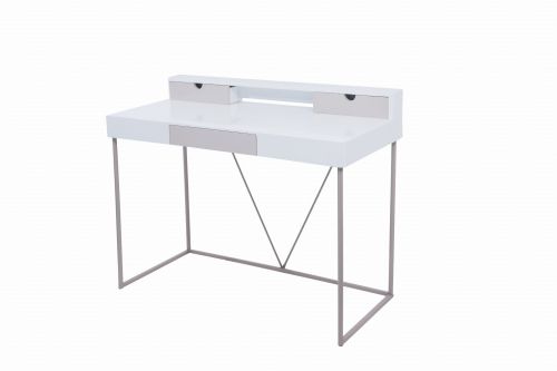 Nowoczesne biurko na metalowych nogach białe z szufladami i organizerami - frankie